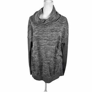 Xersion Grey Knit Top Athletic Long Sleeve Large Lounge Cowl Neck Stretch Casual